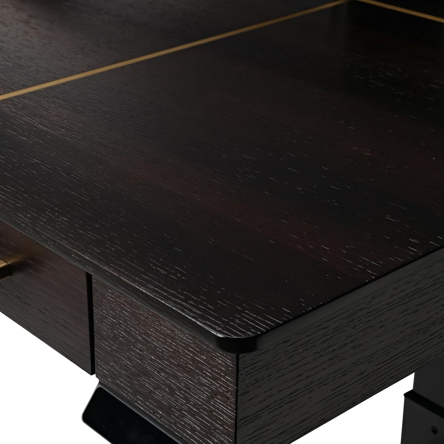EUREKA ERGONOMIC Standing Desk, 63 inch Executive Desk w Drawers,Modern X-Shaped Leg Luxury Home Office Computer Desk w Monitor Stand,Smoked Oak