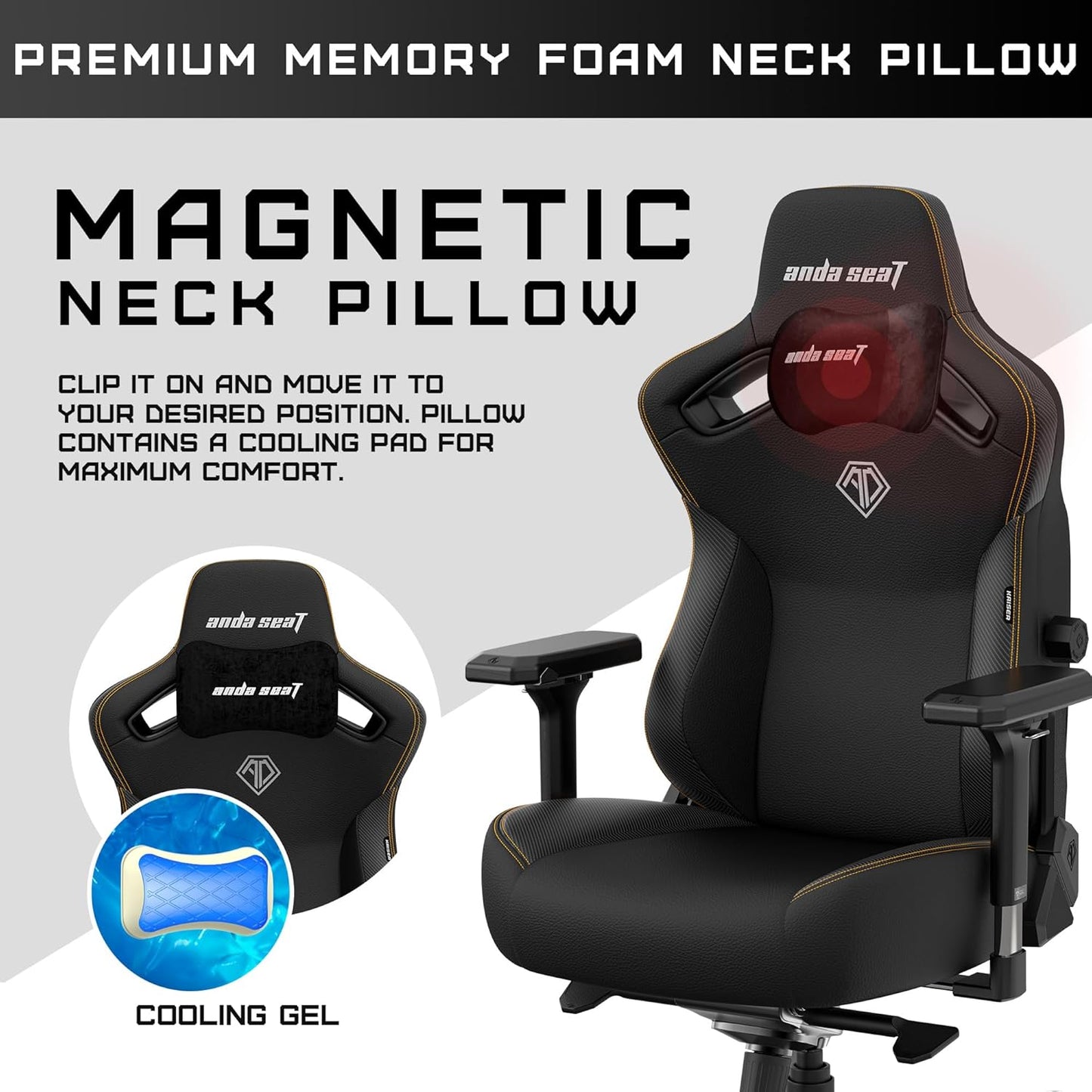 Anda Seat Kaiser 3 XL Gaming Chairs for Adults - Ergonomic Black PVC Leather Gaming Chair with Lumbar Support, Comfortable Office Seat with Neck Support - Heavy Duty Wide Gamer Seat