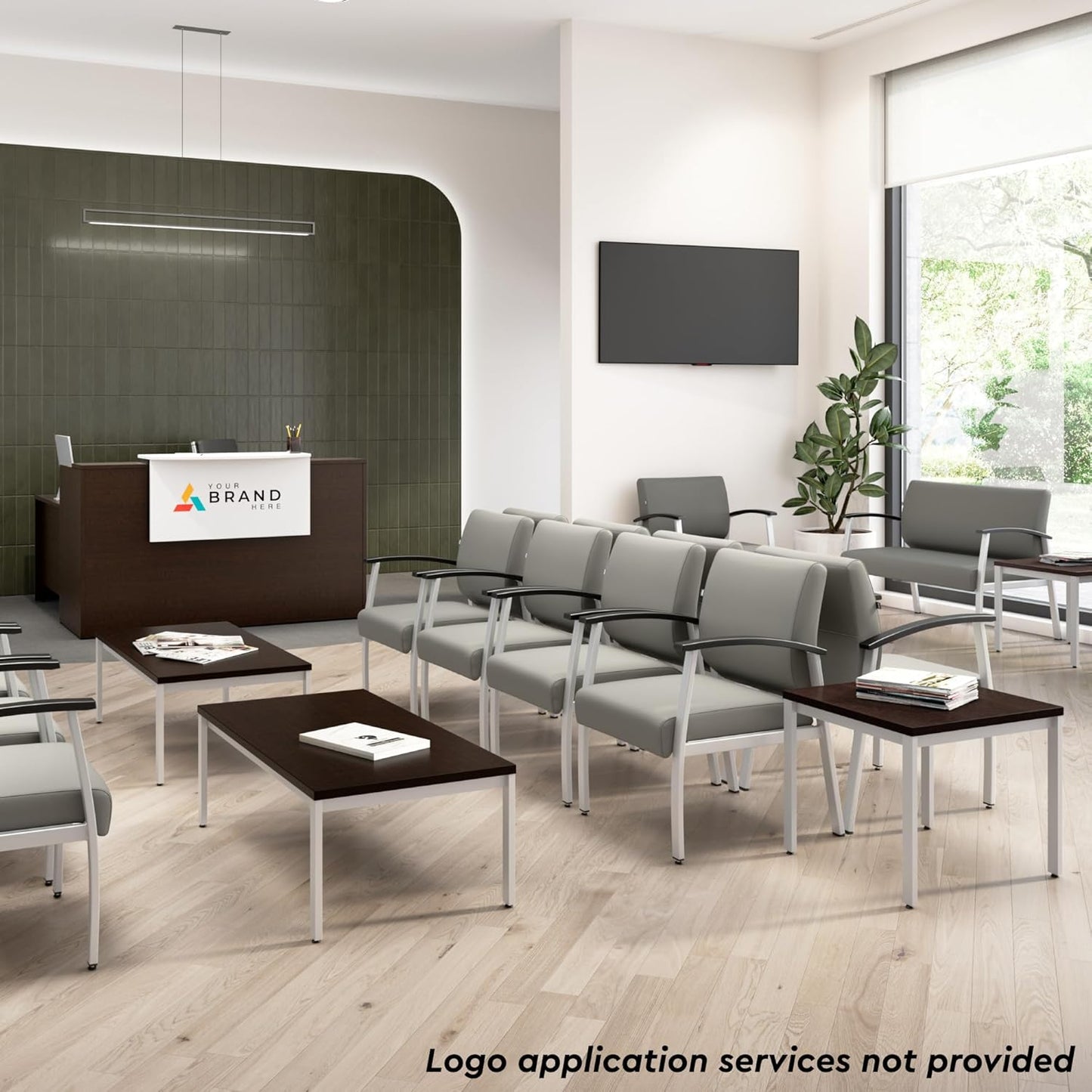 Bush Business Furniture Arrive Waiting Room Loveseat with Arms in Light Gray Vinyl, Reception Area Seating for Office and Lobby