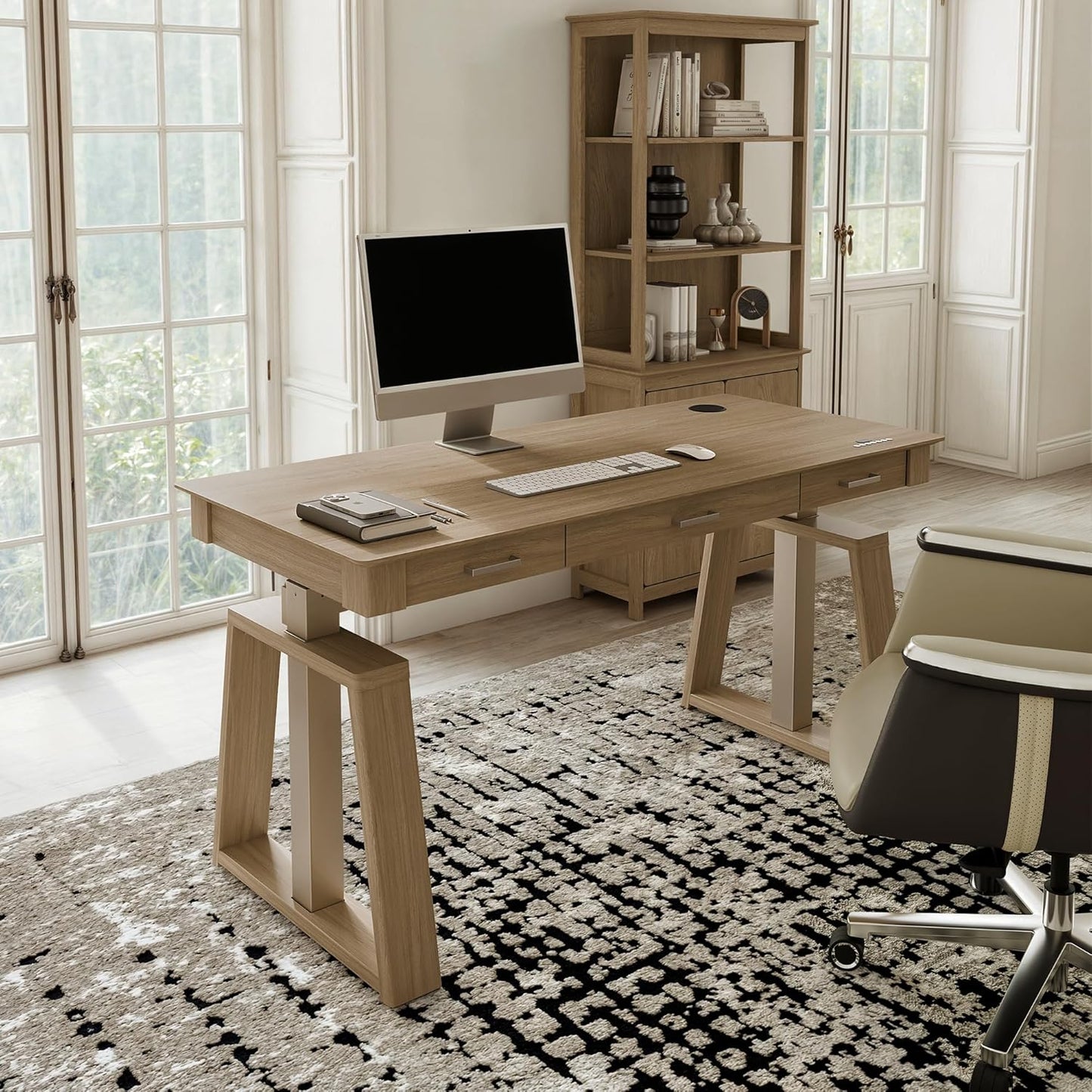 EUREKA ERGONOMIC Standing Desk,60x26 Executive Desk with 3 Drawer Adjustable Height Electric Desk Home Office Computer Desk Modern Workstation with Memory Controller