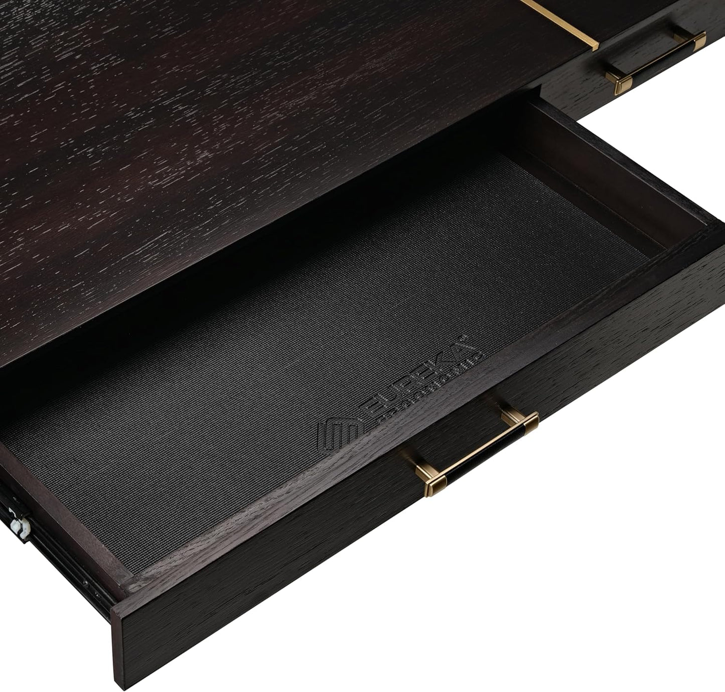 EUREKA ERGONOMIC Standing Desk, 63 inch Executive Desk w Drawers,Modern X-Shaped Leg Luxury Home Office Computer Desk w Monitor Stand,Smoked Oak