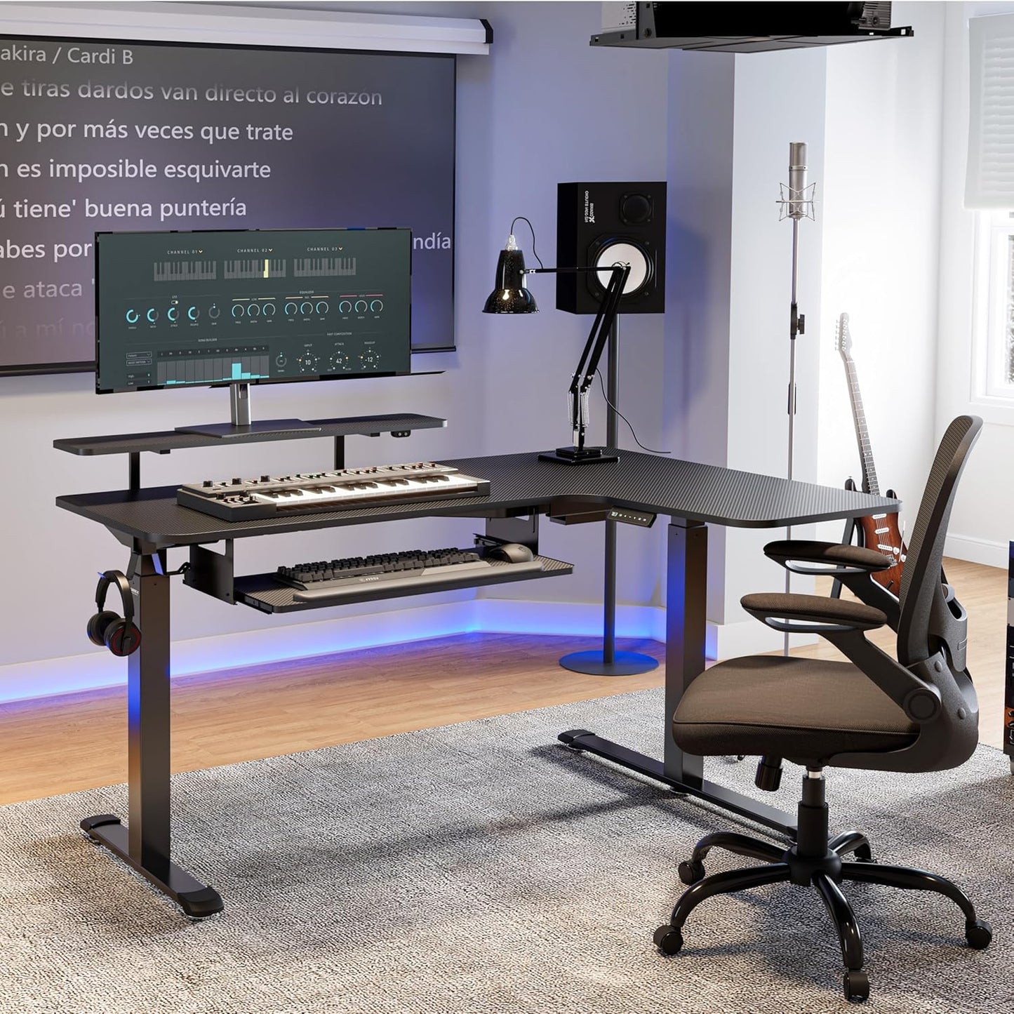 EUREKA ERGONOMIC Standing Desk (61"x43")- L Shaped Desk with Keyboard Tray Adjustable Height Sit Stand Computer Desk Corner Gaming Ergo Desk w Memory Presets, Monitor Stand, LED/USB/Dual Motor, Right